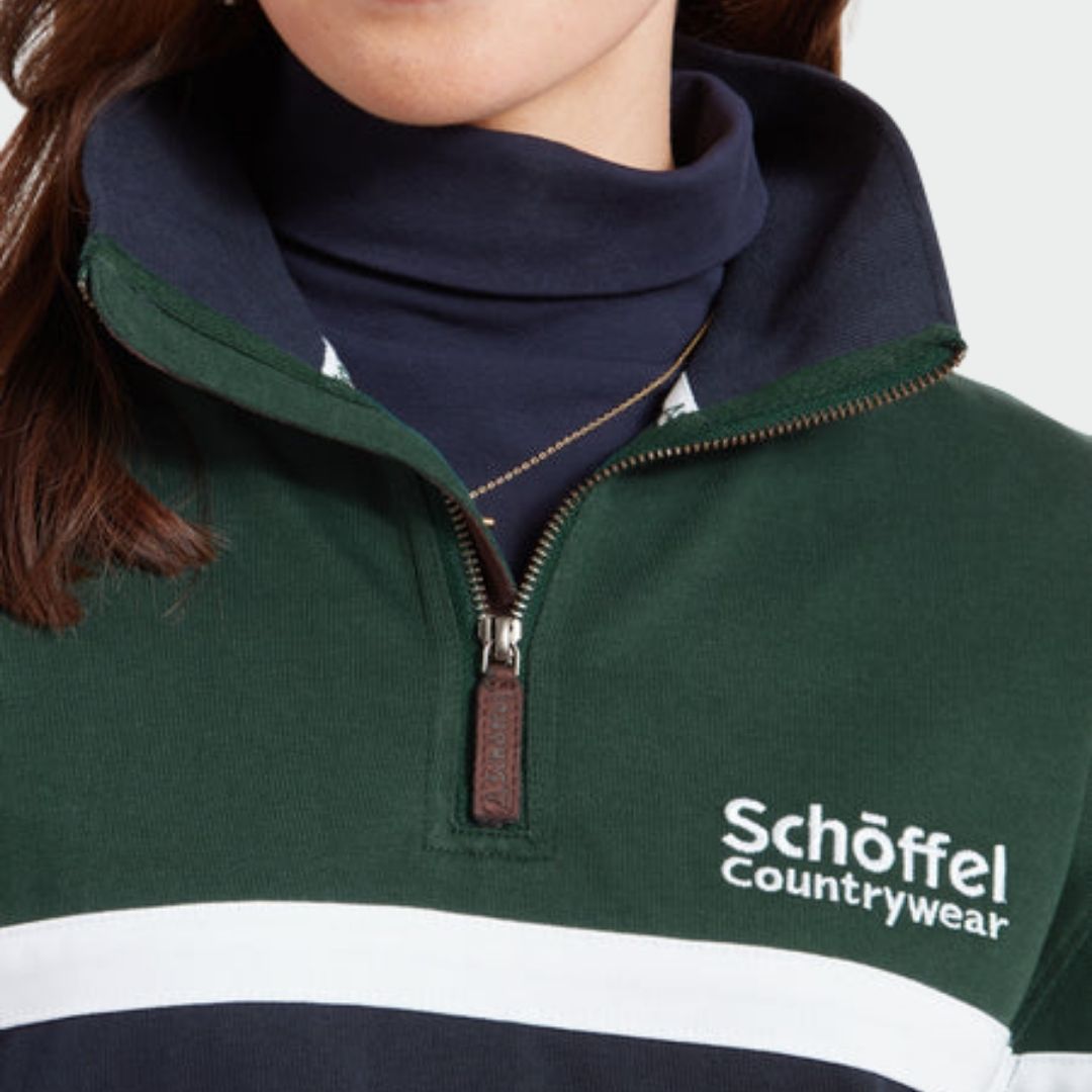 Schoffel Unisex Exmouth Quarter Zip Jumper in Pine Green