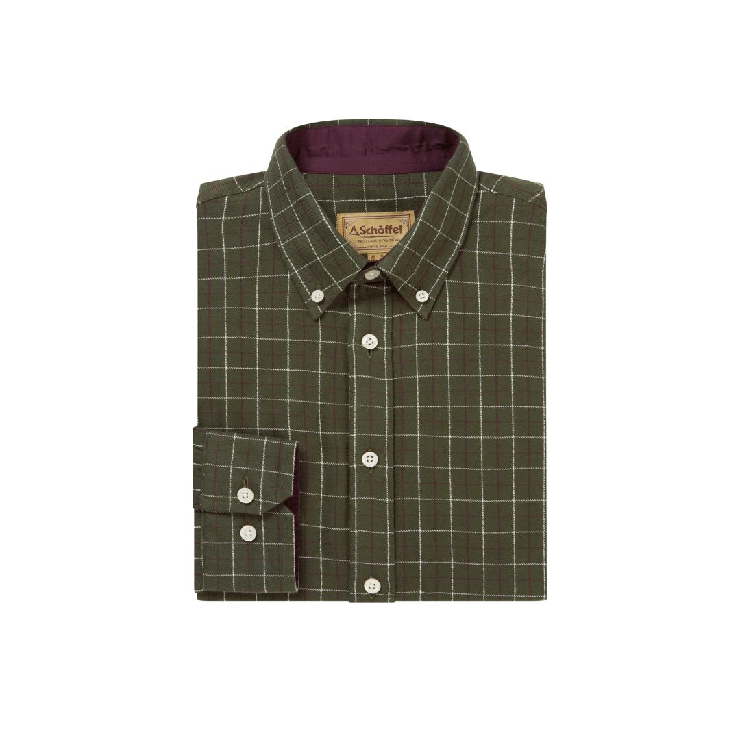 Schoffel Men's Aldeburgh Shirt in Wood, Wine & Ecru Check