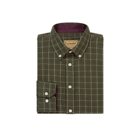 Schoffel Men's Aldeburgh Shirt in Wood, Wine & Ecru Check