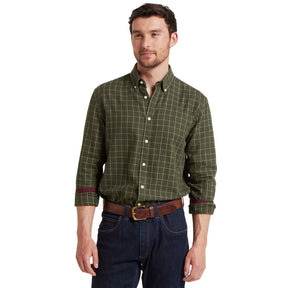 Schoffel Men's Aldeburgh Shirt in Wood, Wine & Ecru Check