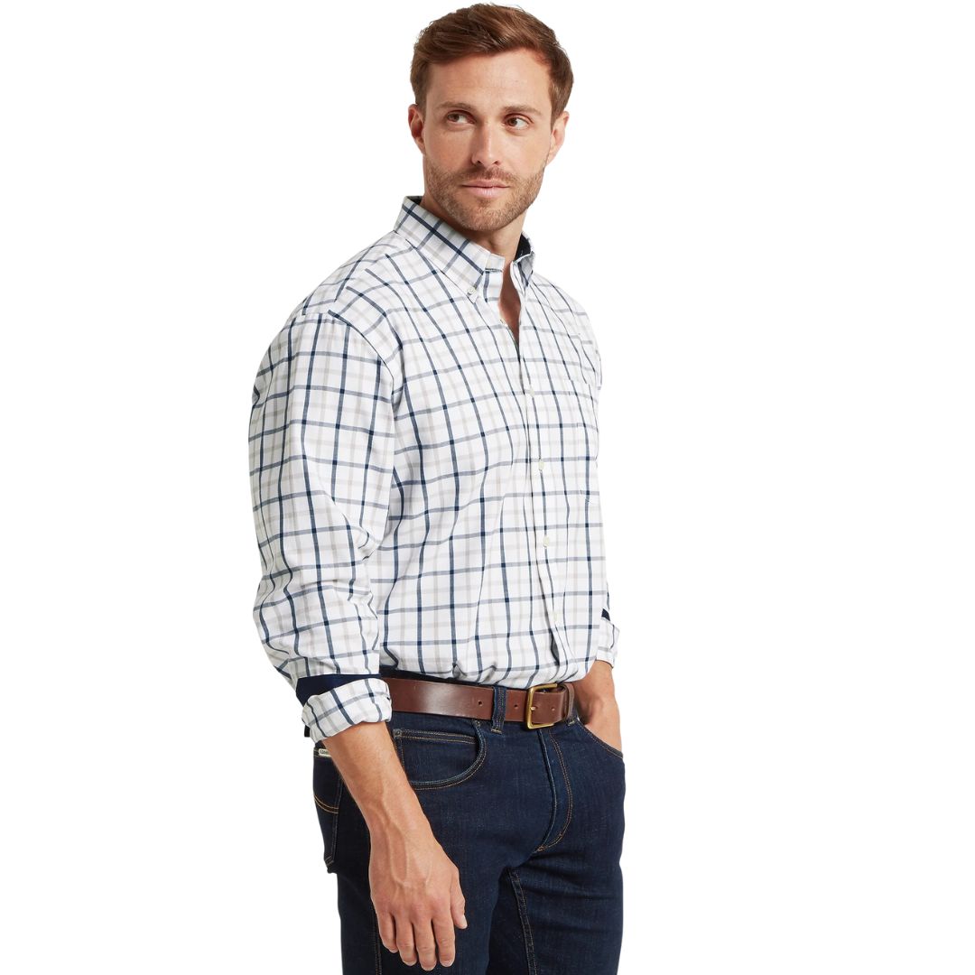 Schoffel Men's Brancaster Classic Shirt in Oxford Navy Check