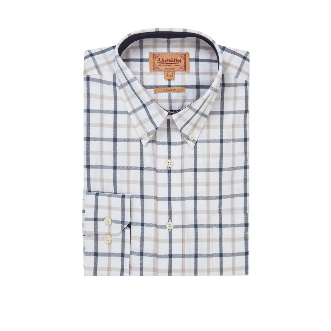 Schoffel Men's Brancaster Classic Shirt in Oxford Navy Check