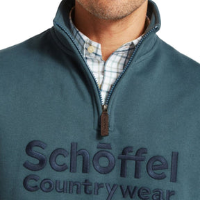 Schoffel Men's Bude Quarter Zip Jumper in Deep Ocean Blue
