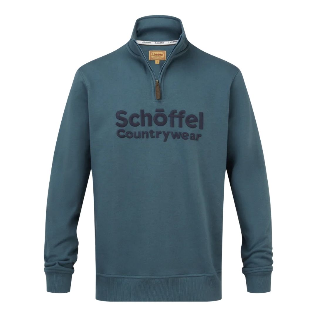 Schoffel Men's Bude Quarter Zip Jumper in Deep Ocean Blue