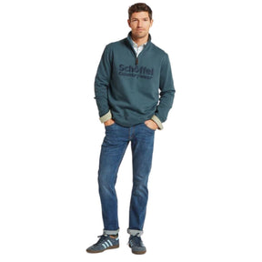 Schoffel Men's Bude Quarter Zip Jumper in Deep Ocean Blue