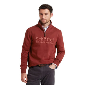 Schoffel Men's Bude Quarter Zip Jumper in Redwood