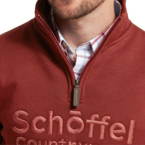 Schoffel Men's Bude Quarter Zip Jumper in Redwood