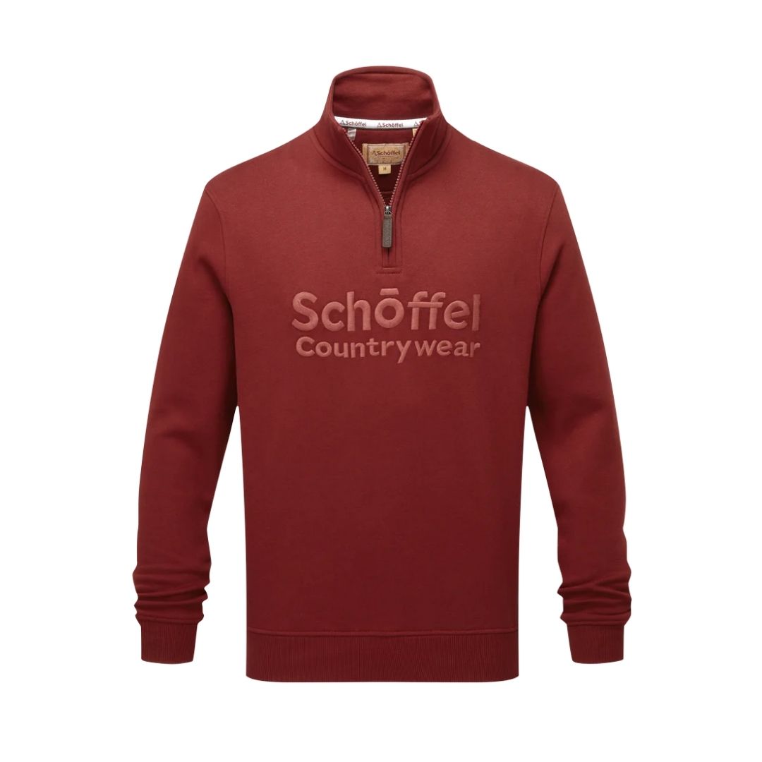 Schoffel Men's Bude Quarter Zip Jumper in Redwood