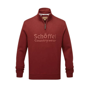 Schoffel Men's Bude Quarter Zip Jumper in Redwood