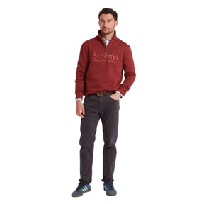 Schoffel Men's Bude Quarter Zip Jumper in Redwood