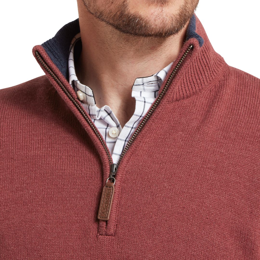 Schoffel Men's Blair Quarter Zip Jumper in Redwood