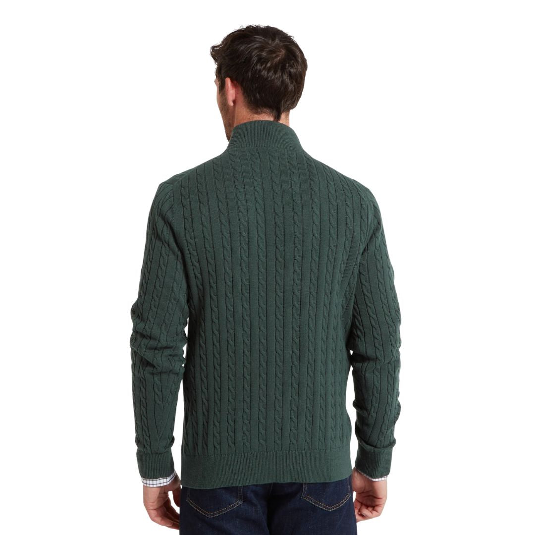 Schoffel Men's Calton Cable Quarter Zip Jumper in Botanical Green