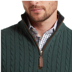 Schoffel Men's Calton Cable Quarter Zip Jumper in Botanical Green