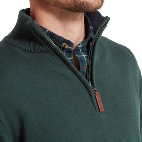 Schoffel Men's Calton Cotton Cashmere Quarter Zip Jumper in Botanical Green