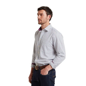 Schoffel Men's Milton Tailored Shirt in Plum & Botanical Green