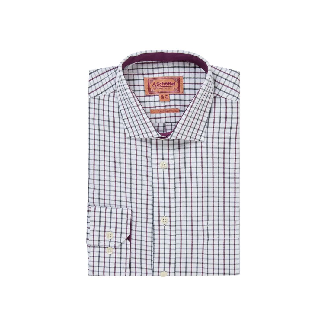 Schoffel Men's Milton Tailored Shirt in Plum & Botanical Green