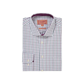 Schoffel Men's Milton Tailored Shirt in Plum & Botanical Green