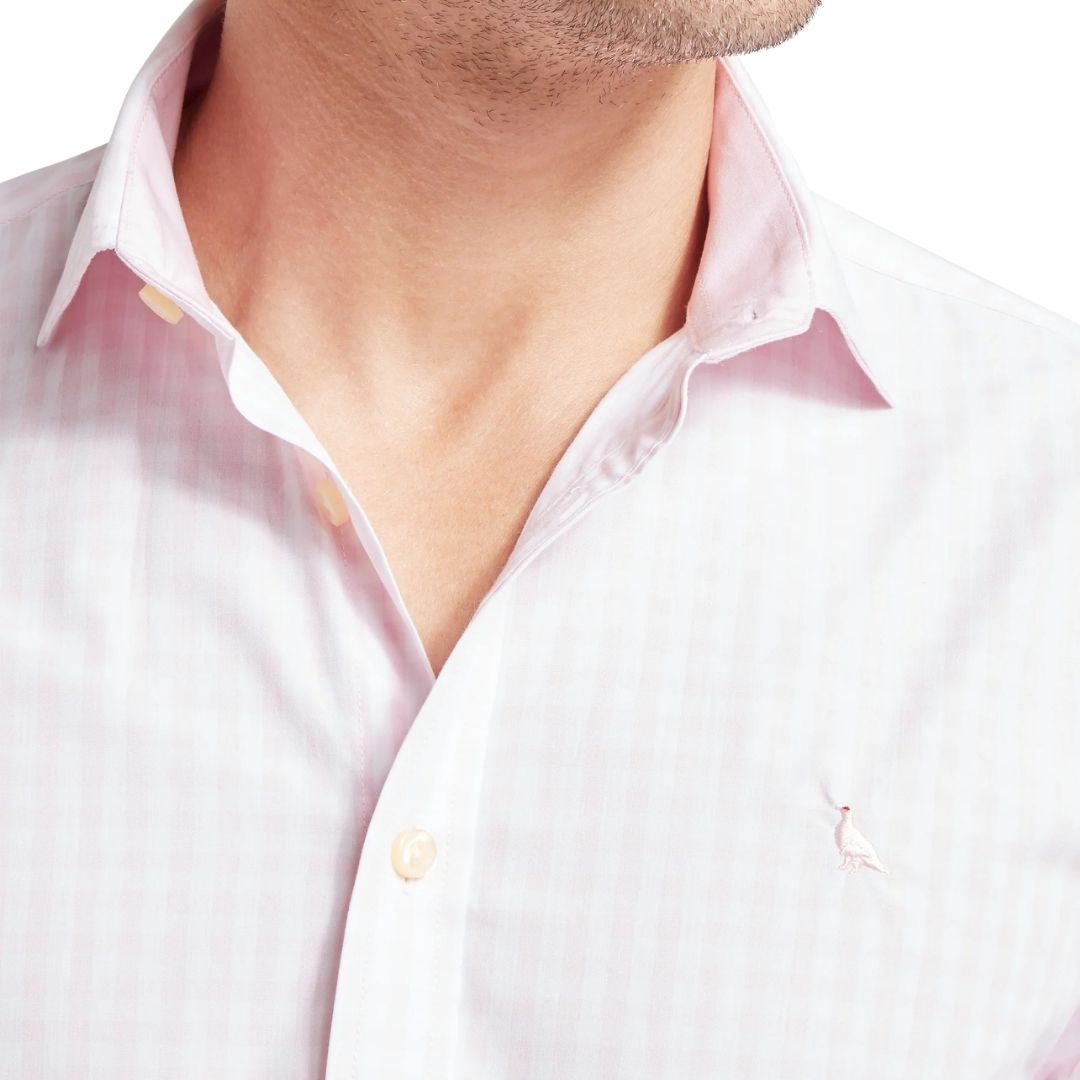 Schoffel Men's Thorpeness Tailored Shirt in Pale Rose Check