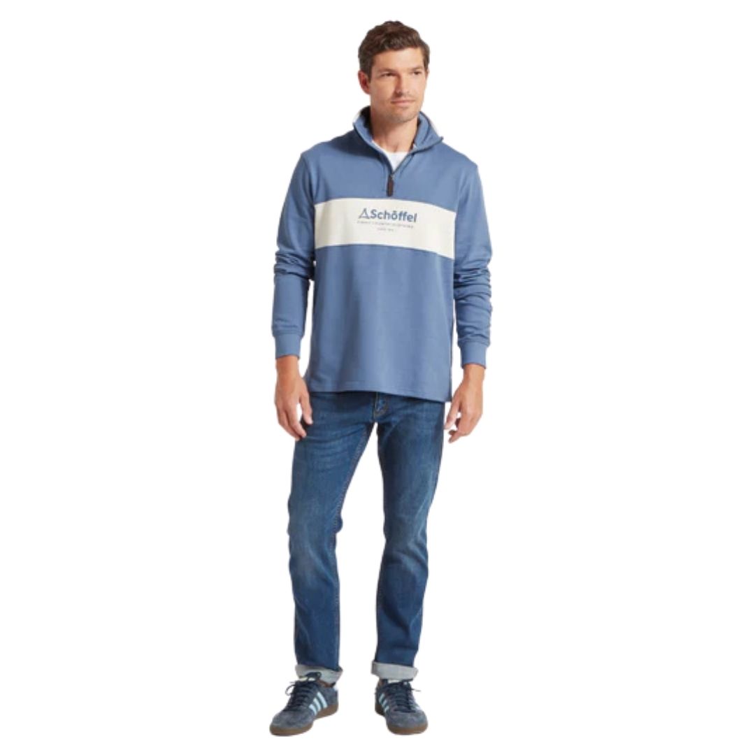 Schoffel Men's Trencrom Quarter Zip Jumper in Vintage Indigo