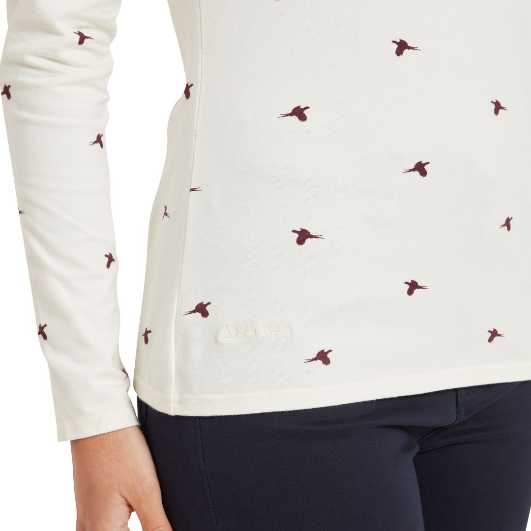 Schoffel Women's Malham Roll Neck Top in Wine Pheasant