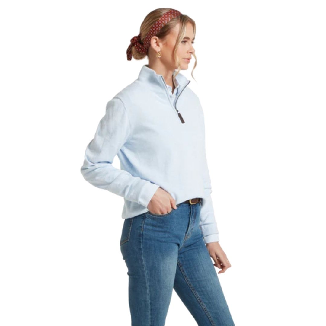 Schoffel Women's Polperro Pima Cotton Quarter Zip Jumper in Blue Water