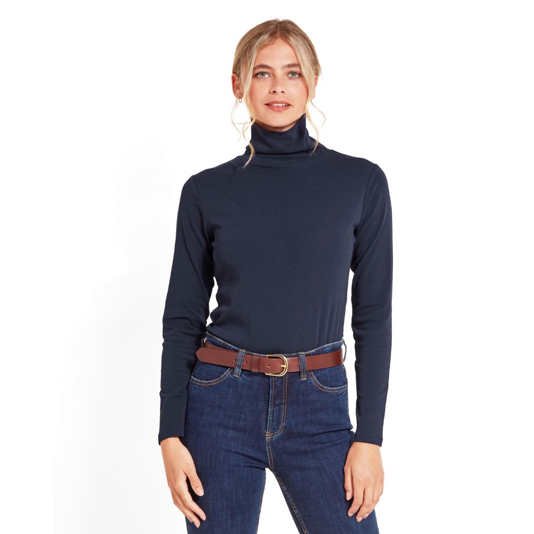 Schoffel Women's Rosedale Roll Neck Jumper in Navy
