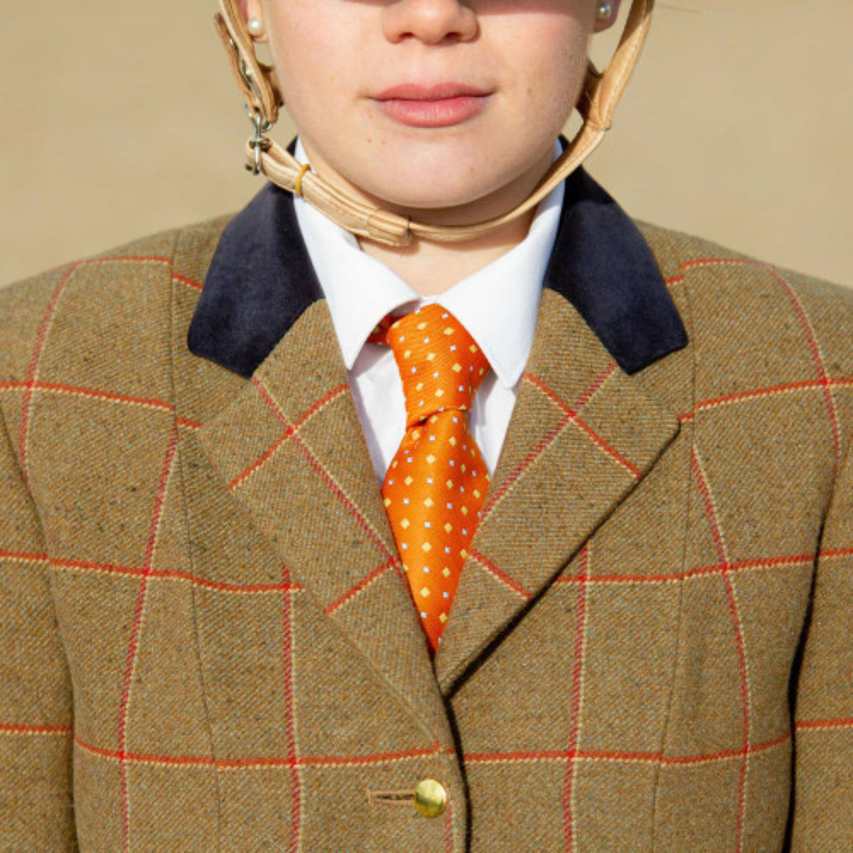 Supreme Products Show Riding Tie in Orange with Gold Diamonds Print