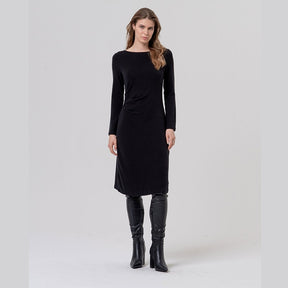 Surkana Bold Boat Neckline Dress in Black
