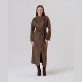 Surkana Double Breasted Coat in Dark Camel