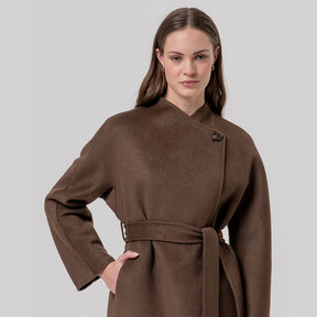 Surkana Double Breasted Coat in Dark Camel