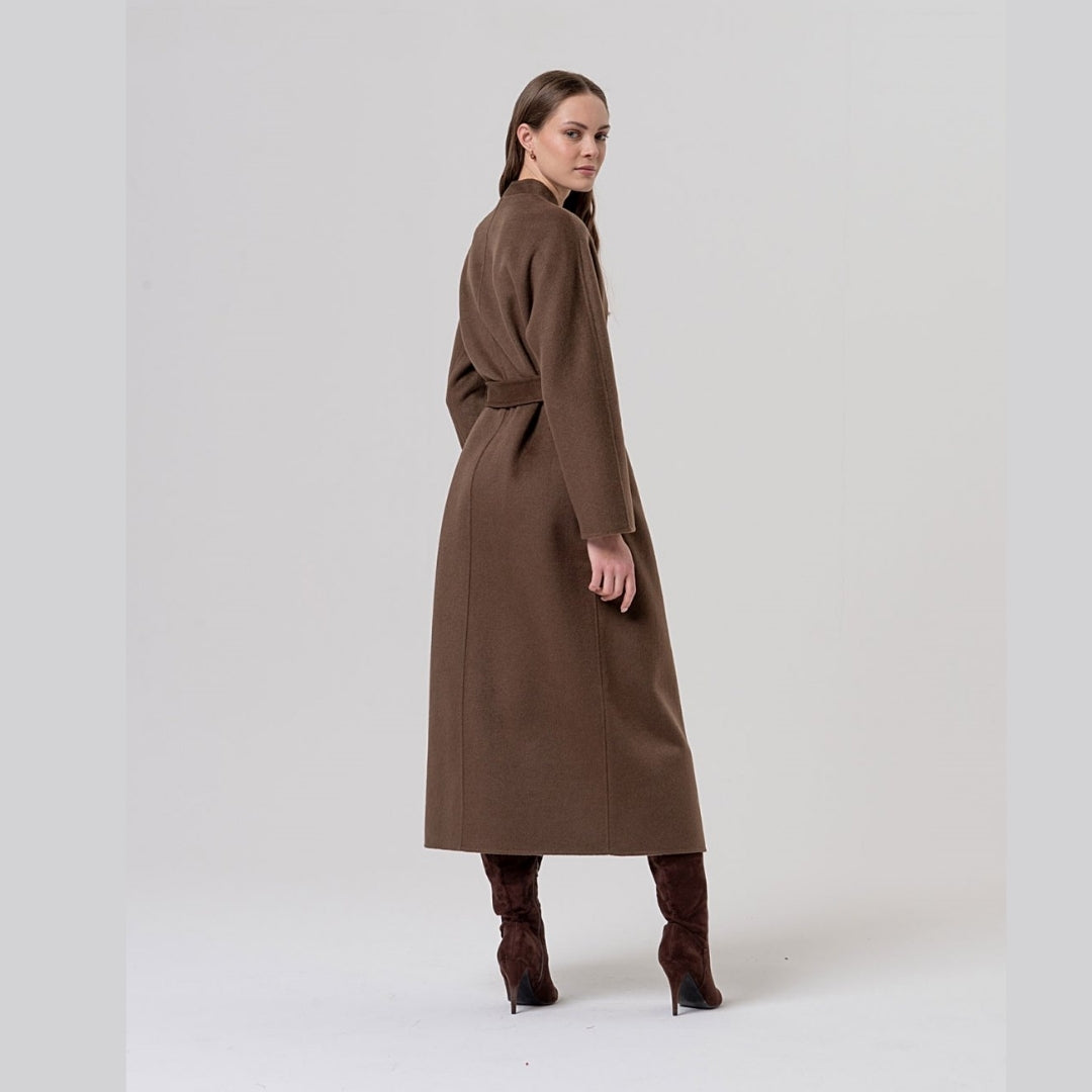 Surkana Double Breasted Coat in Dark Camel