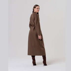 Surkana Double Breasted Coat in Dark Camel