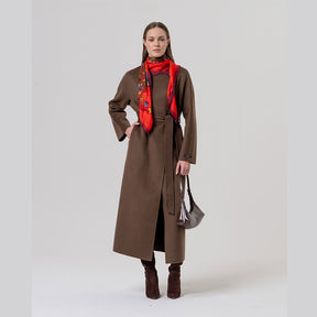 Surkana Double Breasted Coat in Dark Camel