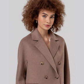 Surkana Double Breasted Short Coat in Camel
