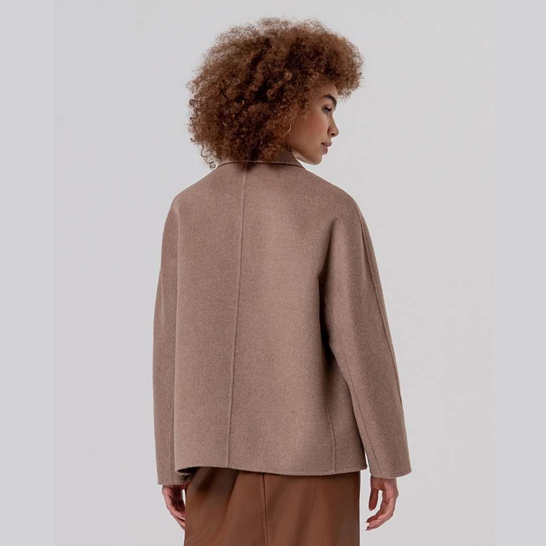 Surkana Double Breasted Short Coat in Camel