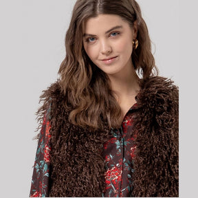 Surkana Fur Vest in Chocolate