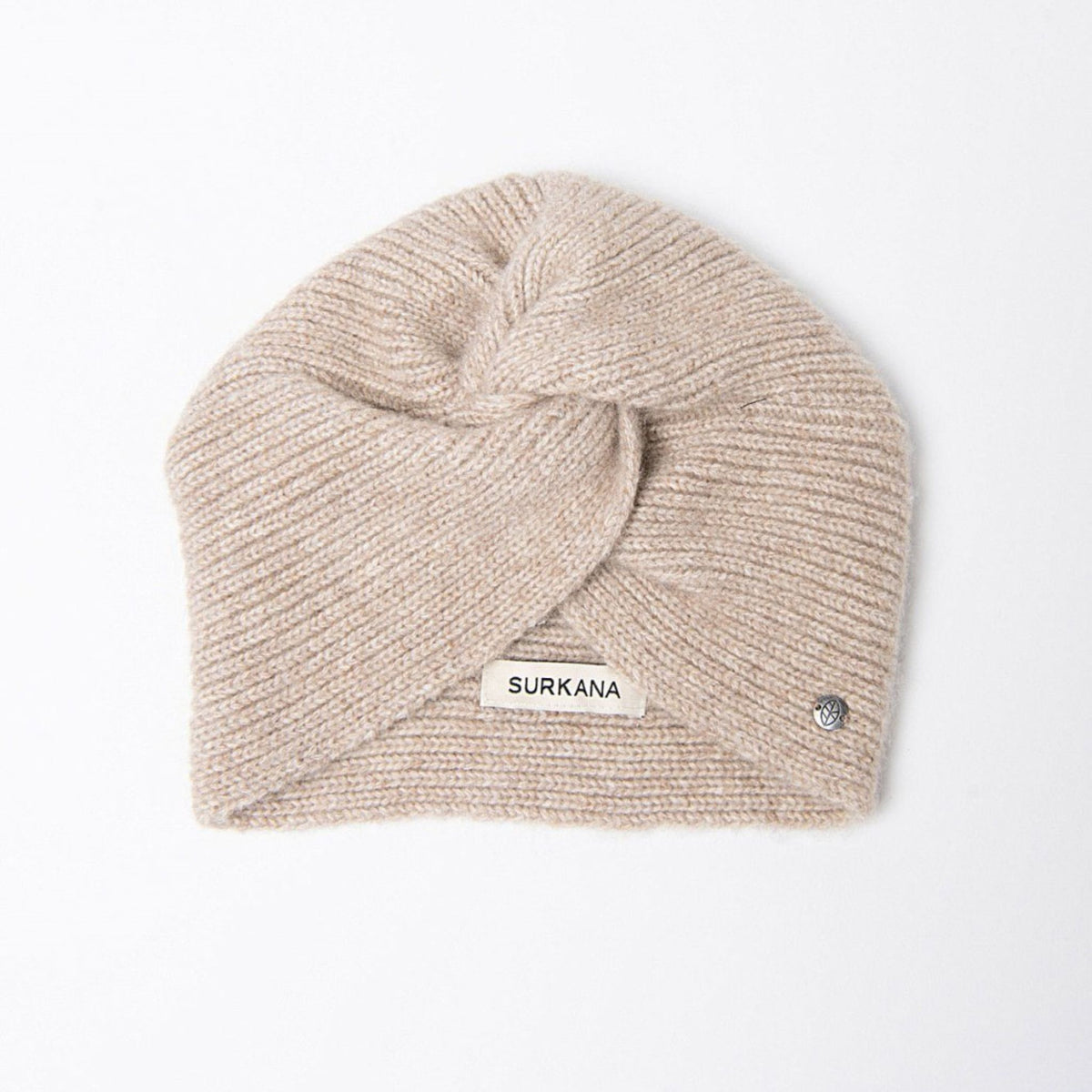 Surkana Gotu Knit Turban in Ecru