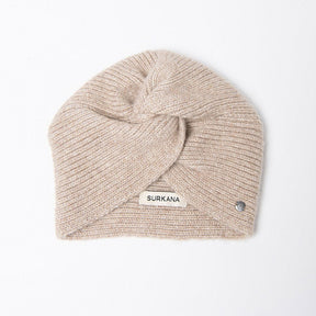 Surkana Gotu Knit Turban in Ecru