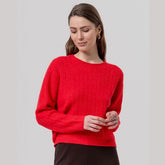 Surkana Round Neck Sweater in Red