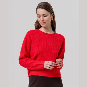Surkana Round Neck Sweater in Red