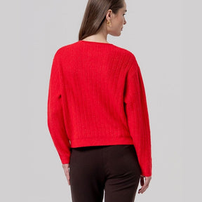 Surkana Round Neck Sweater in Red