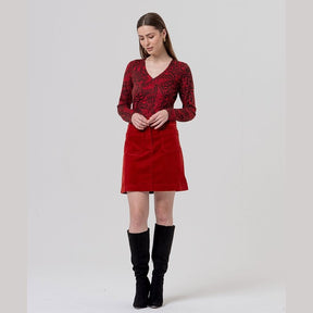 Surkana Short Skirt with Patch Pockets in Red
