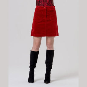 Surkana Short Skirt with Patch Pockets in Red