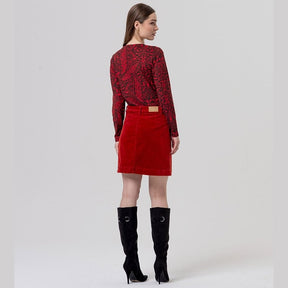 Surkana Short Skirt with Patch Pockets in Red
