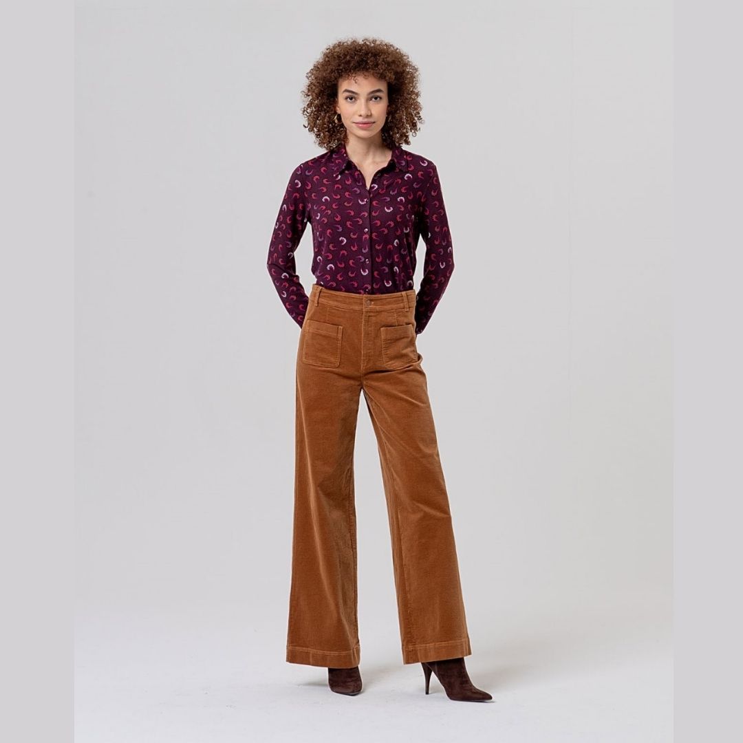 Surkana Wide Pants with Patch Pockets in Toffee