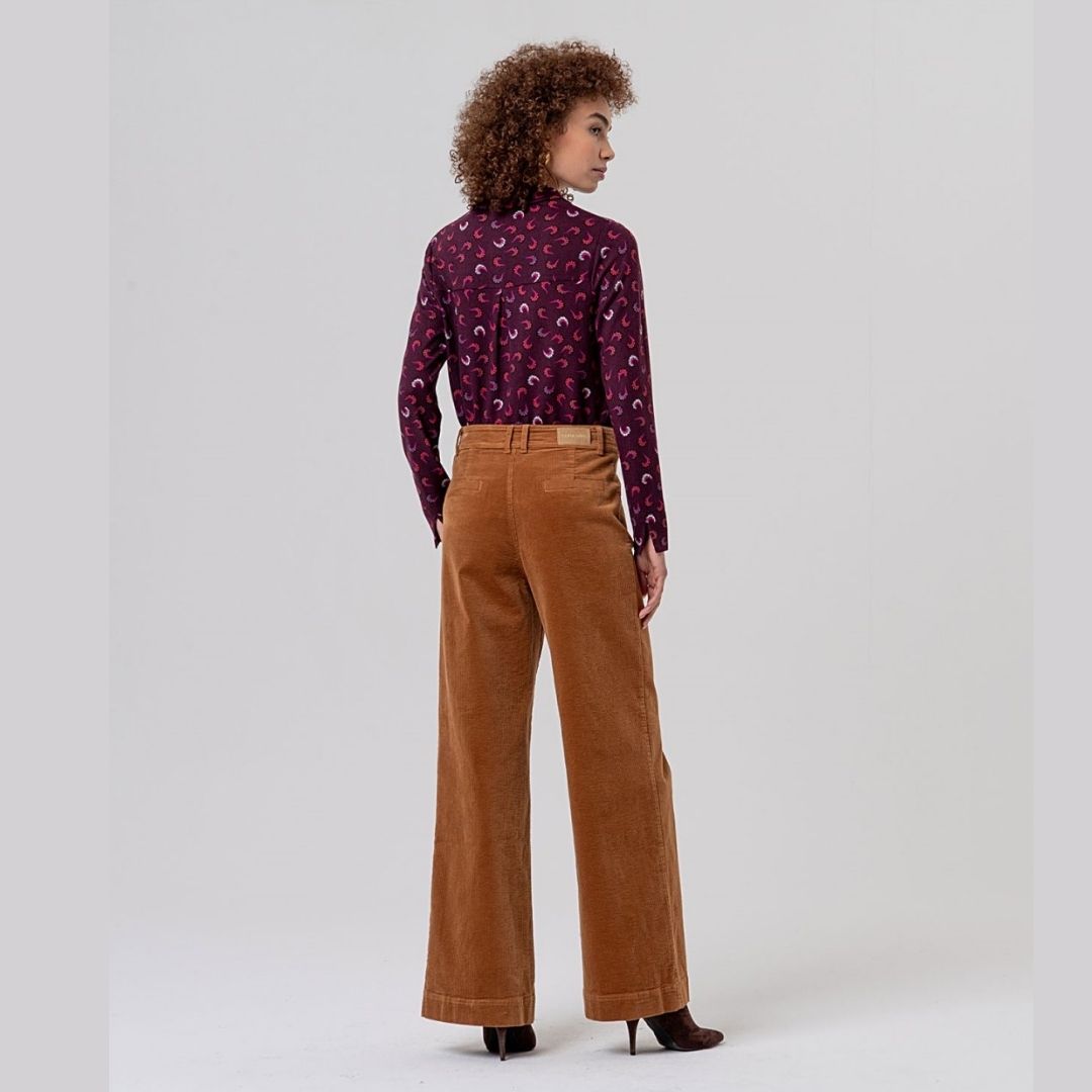 Surkana Wide Pants with Patch Pockets in Toffee
