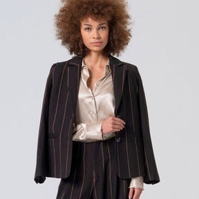 Surkana Women's Liki Satin Shirt in Beige with Cuff Detail