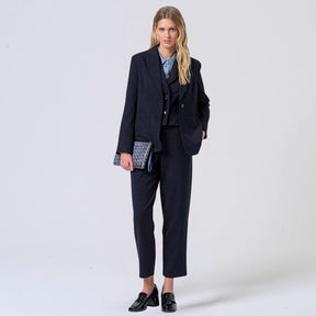 Surkana Women's Lily Printed Lining Blazer in Navy Blue