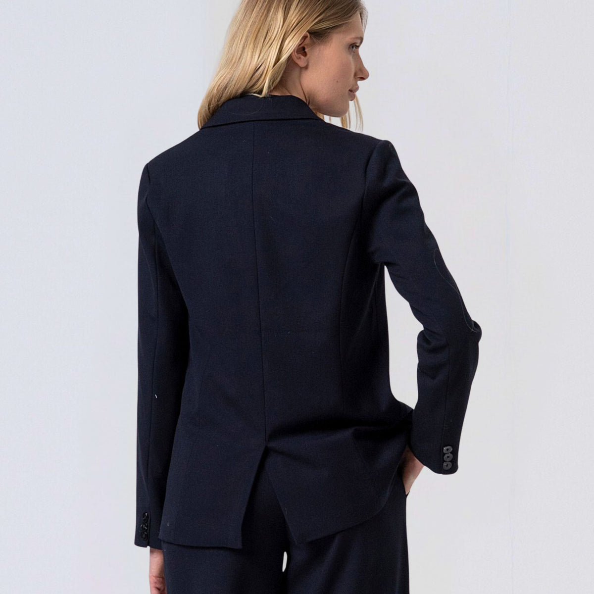 Surkana Women's Lily Printed Lining Blazer in Navy Blue