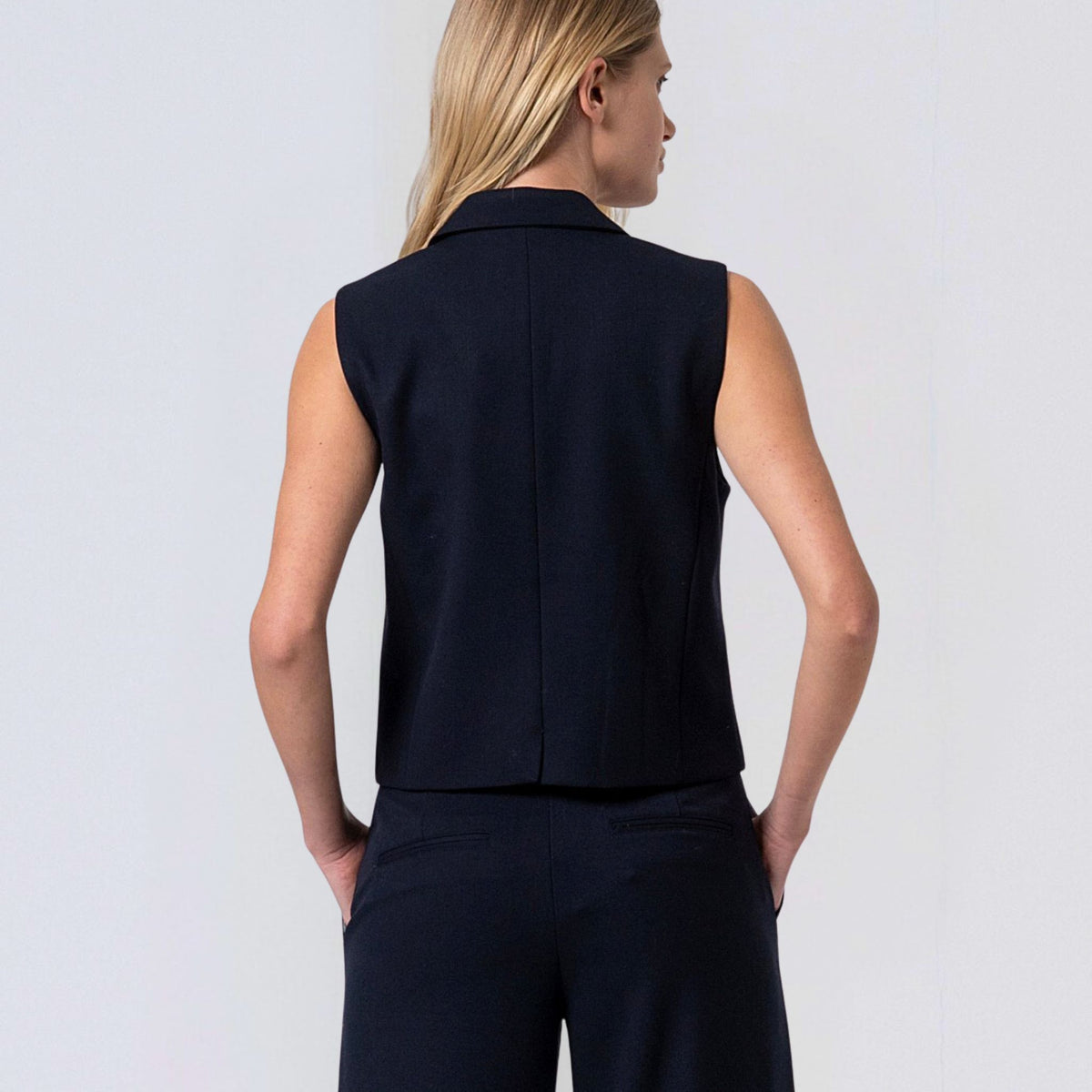 Surkana Women's Lily Printed Lining Vest in Navy Blue